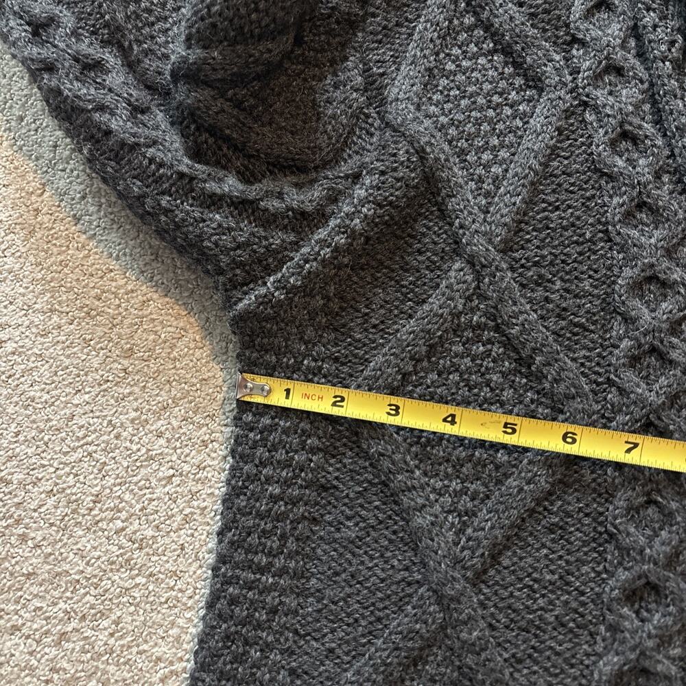Aran Crafts Ireland Merino Wool Shawl Collar Cardigan Sweater Mens S Gray Cable - Picture 4 of 10